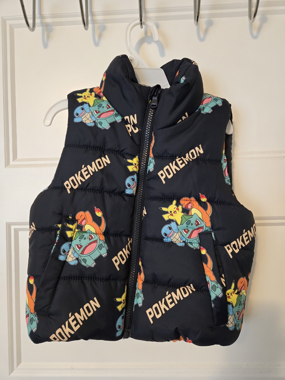 Pokémon Kids Puffer Vest From H&M — Navy with Colorful Pokémon